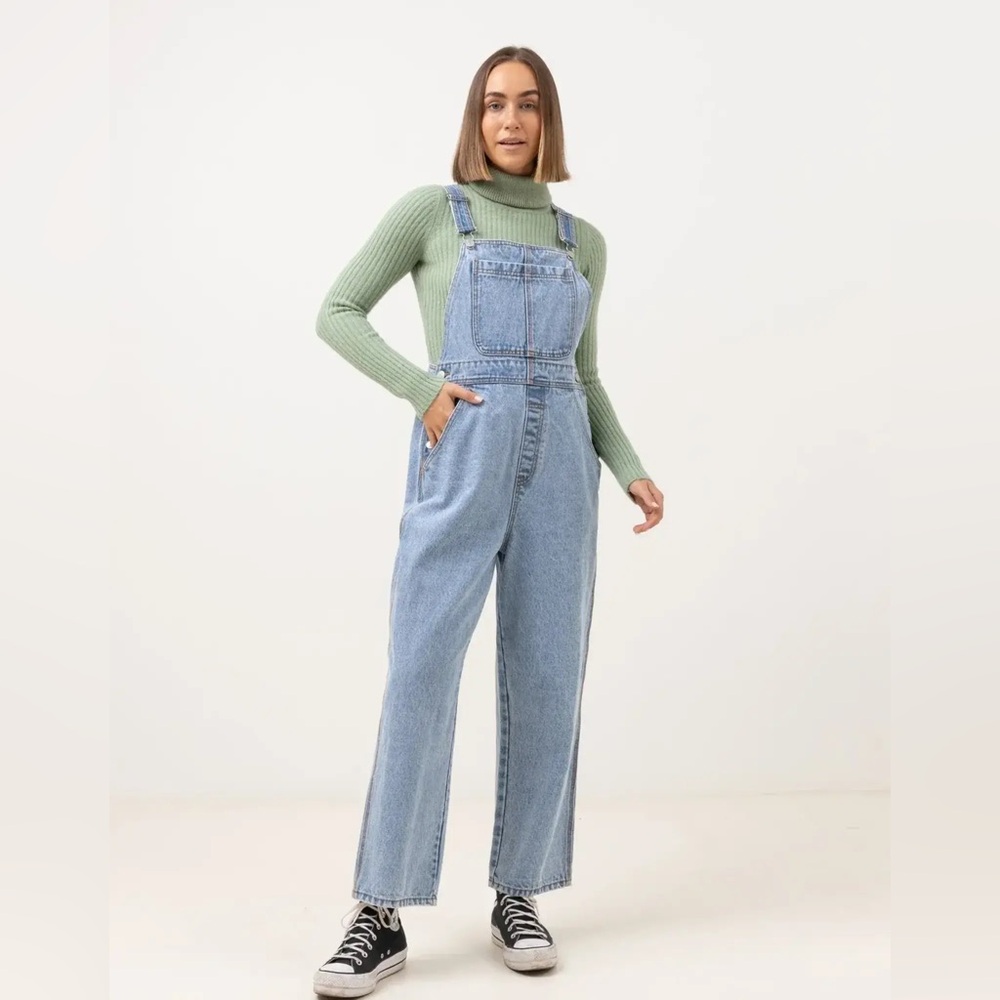 Rhythm Light Blue Denim Overalls Brodie Jumpsuit Blue Wash Size Small
